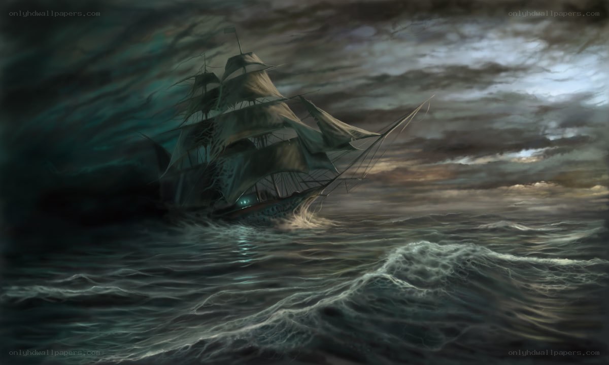 Ship in a stormy sea