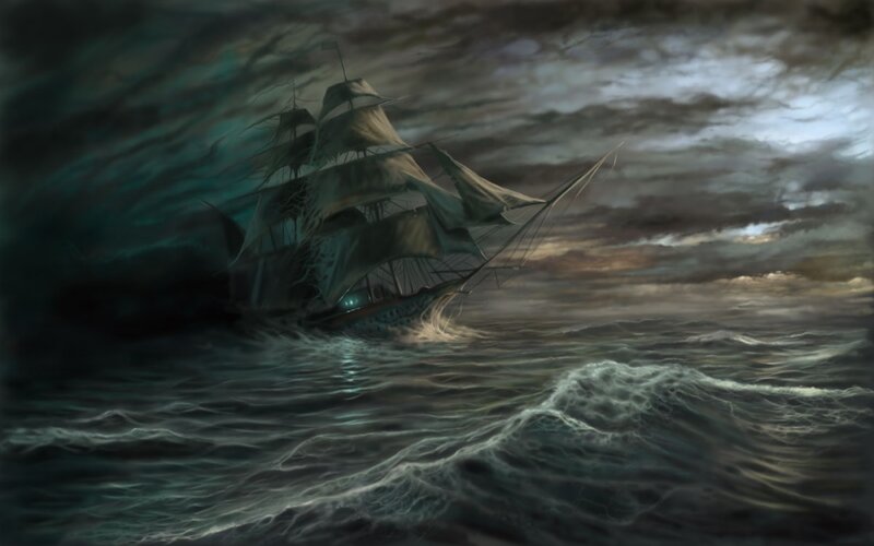 Ship in a stormy sea