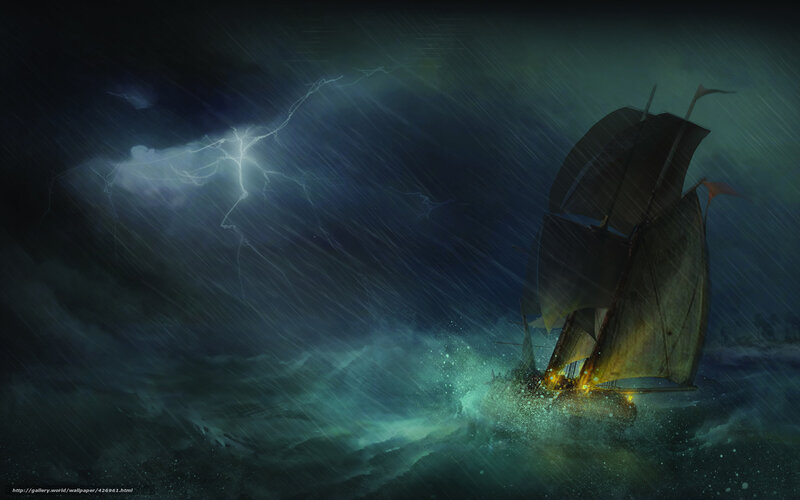 Ship in a stormy sea