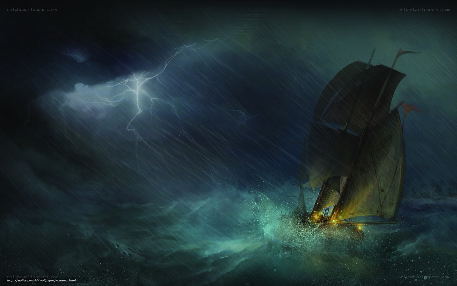 Ship in a stormy sea