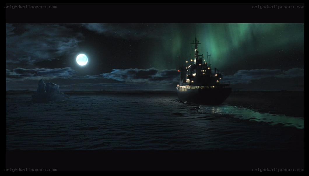 ship in arctic night