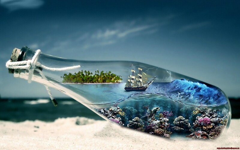 Ship in Bottle — Blue, Dramatic