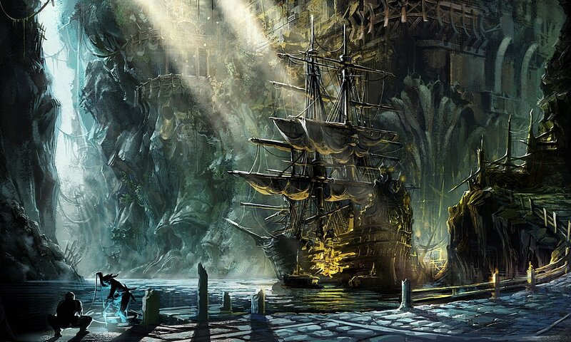 Ship in Cave Harbor
