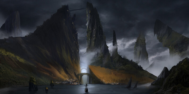 Ship in Dark Bay