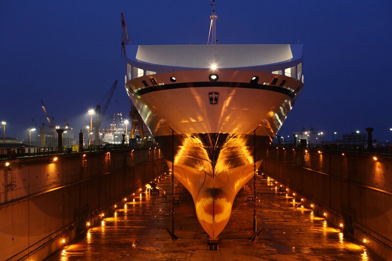 Ship in Dry Dock — Blue