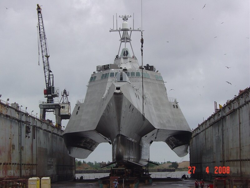 Ship in Dry Dock — Gray, Overcast