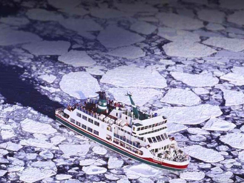 Ship in Ice Floes — White