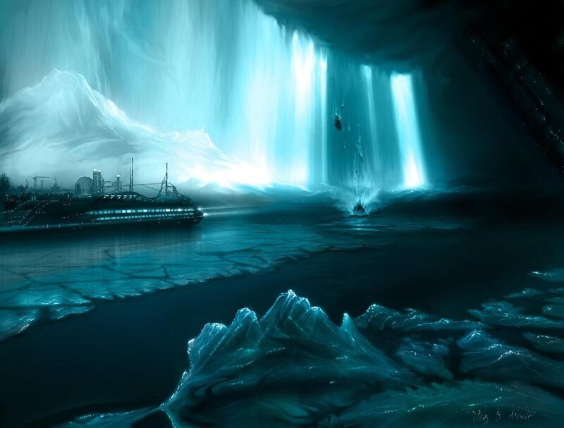 Ship in Icy Cave — Blue, Dramatic