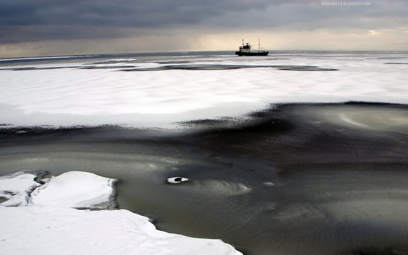 ship in icy sea