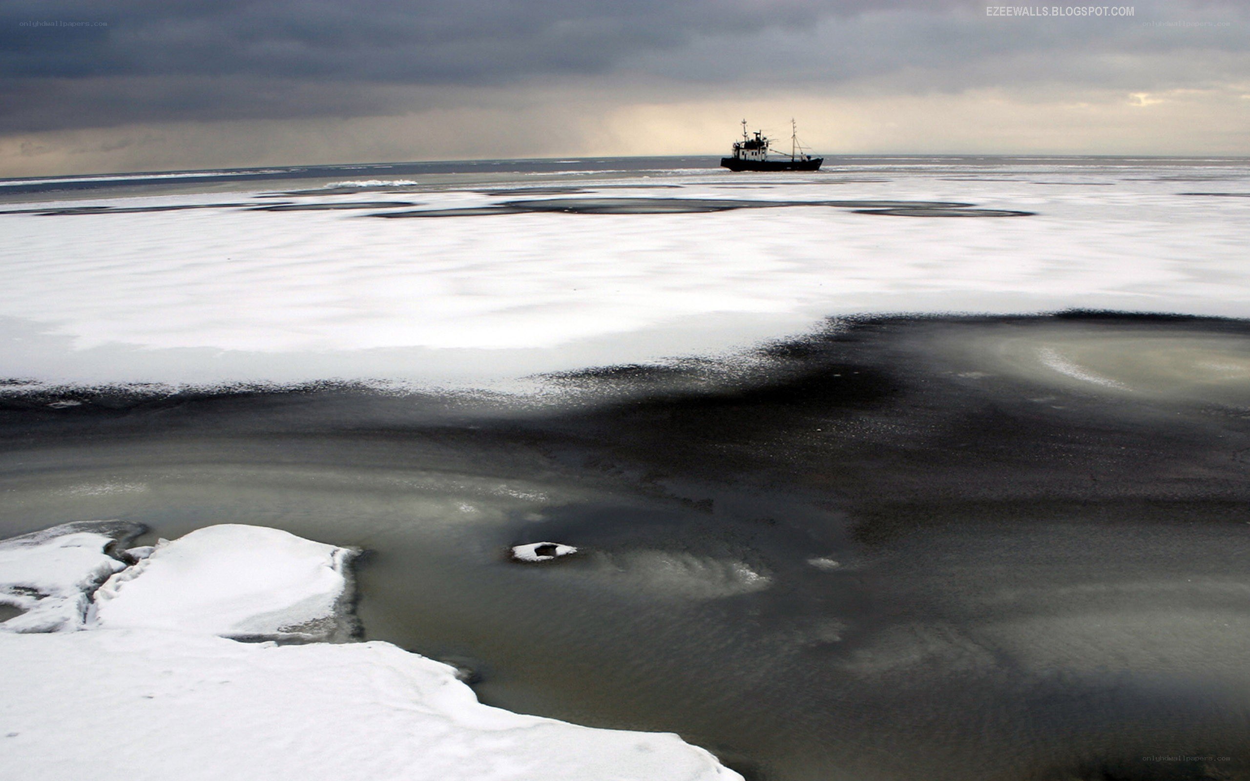 ship in icy sea