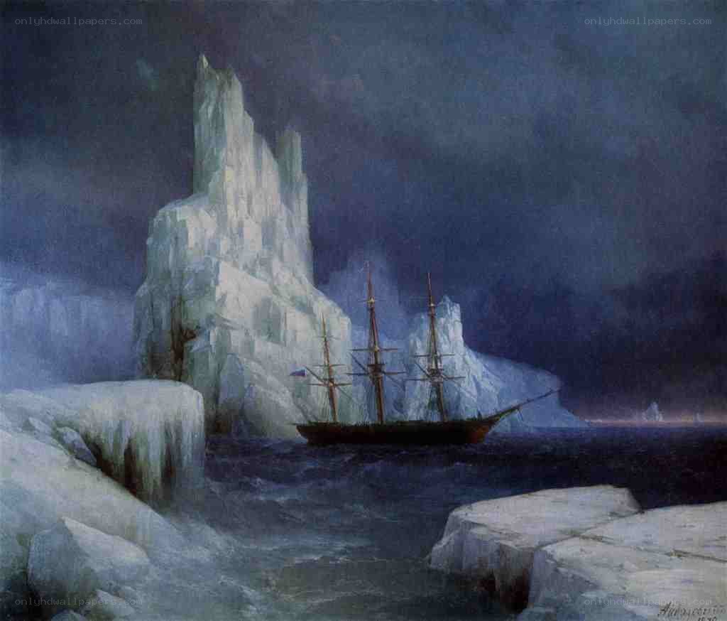 Ship in icy waters