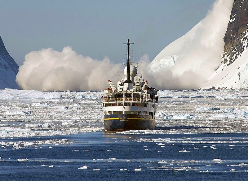 Ship in icy waters
