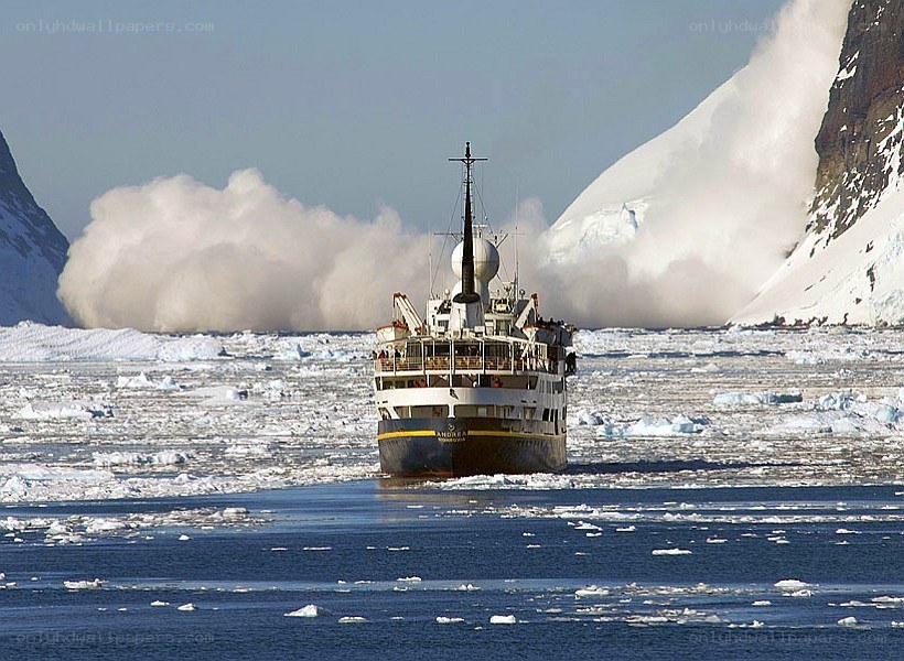 Ship in icy waters