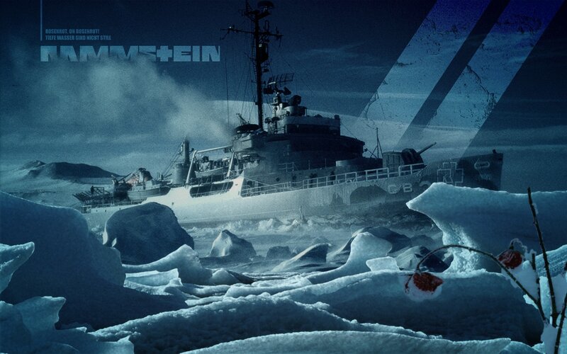 Ship in Icy Waters — Blue, Dramatic, Winter