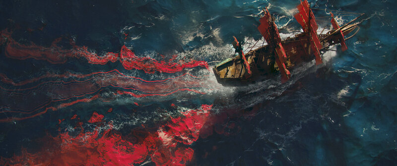 Ship in Red Water