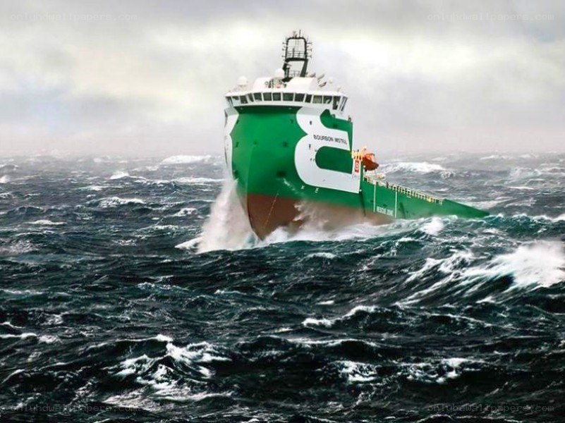 ship in rough sea