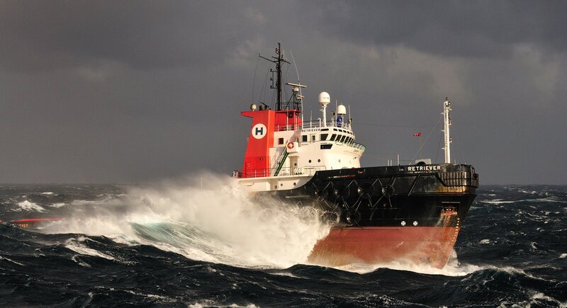 Ship in Rough Sea — Gray