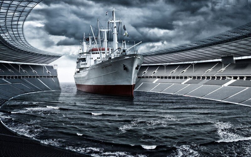 Ship in Stadium — Gray