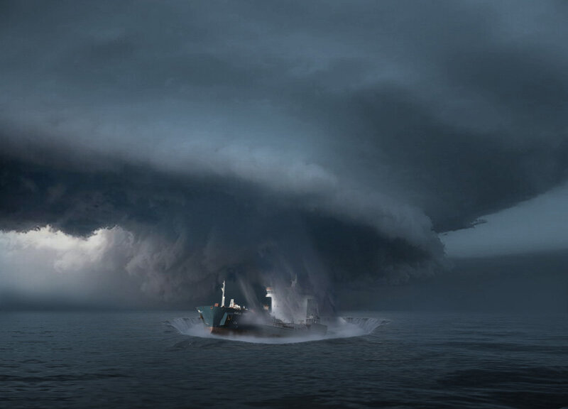 Ship in Storm — Gray