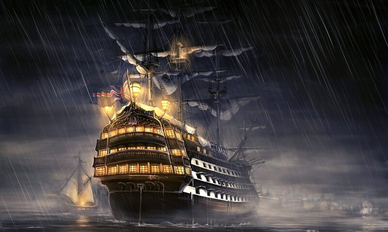 ship in stormy sea