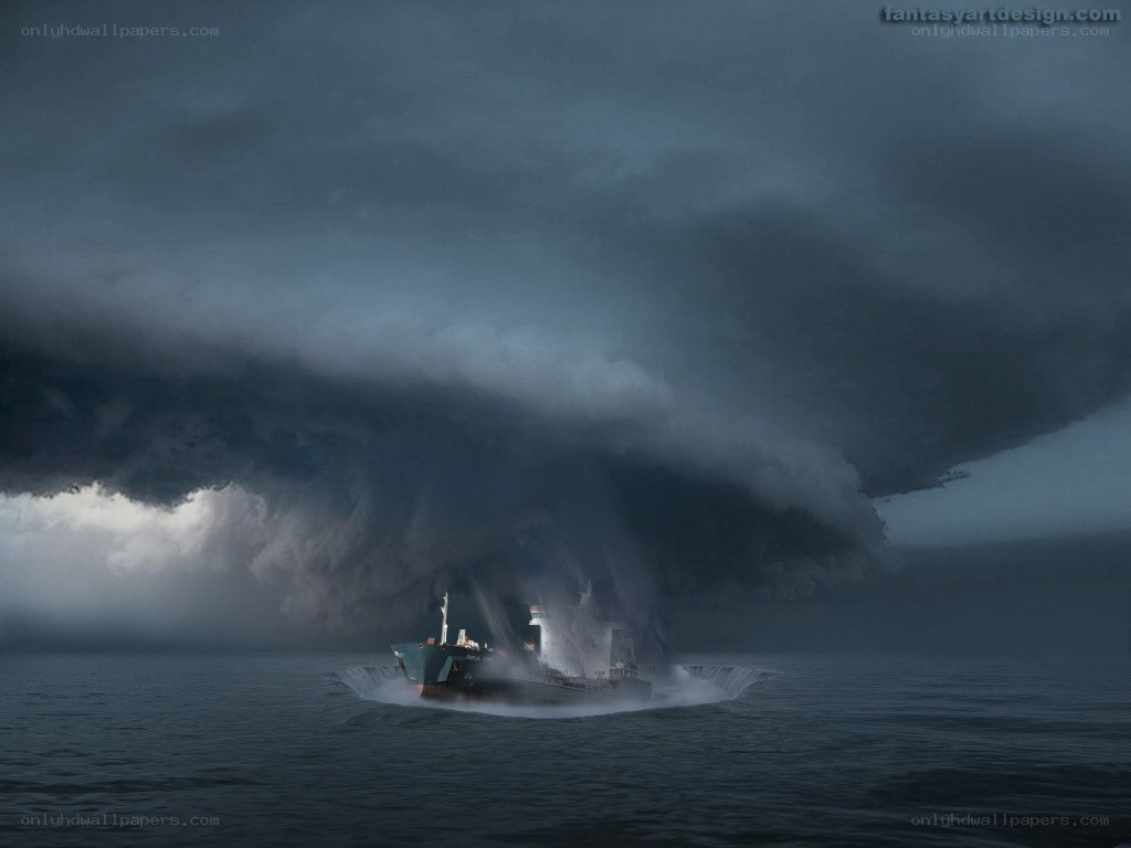 Ship in stormy sea