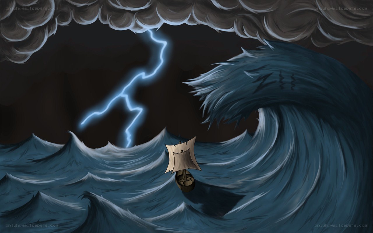Ship in stormy sea