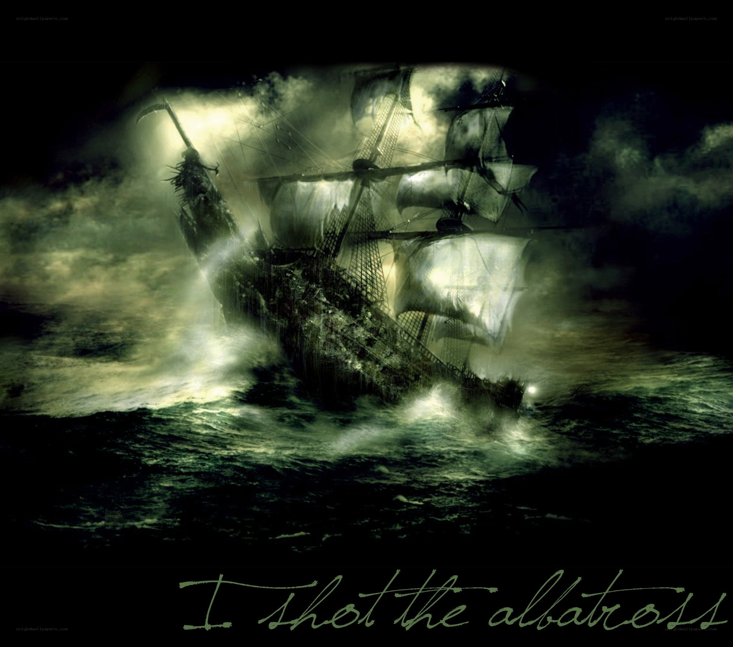 ship in stormy sea