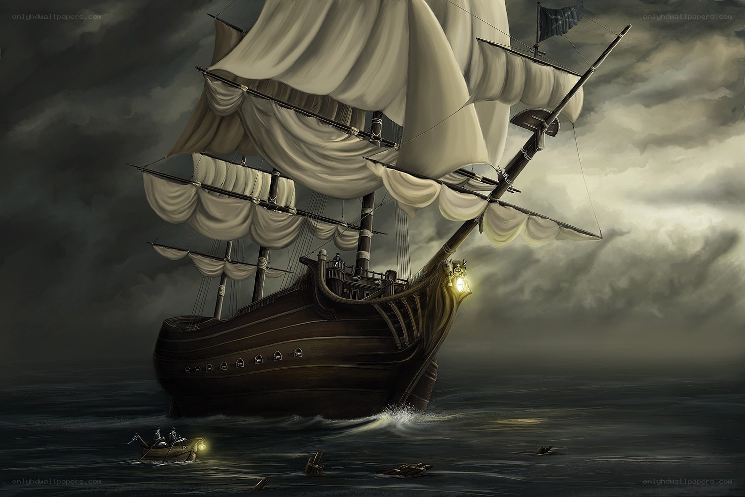 Ship in stormy sea