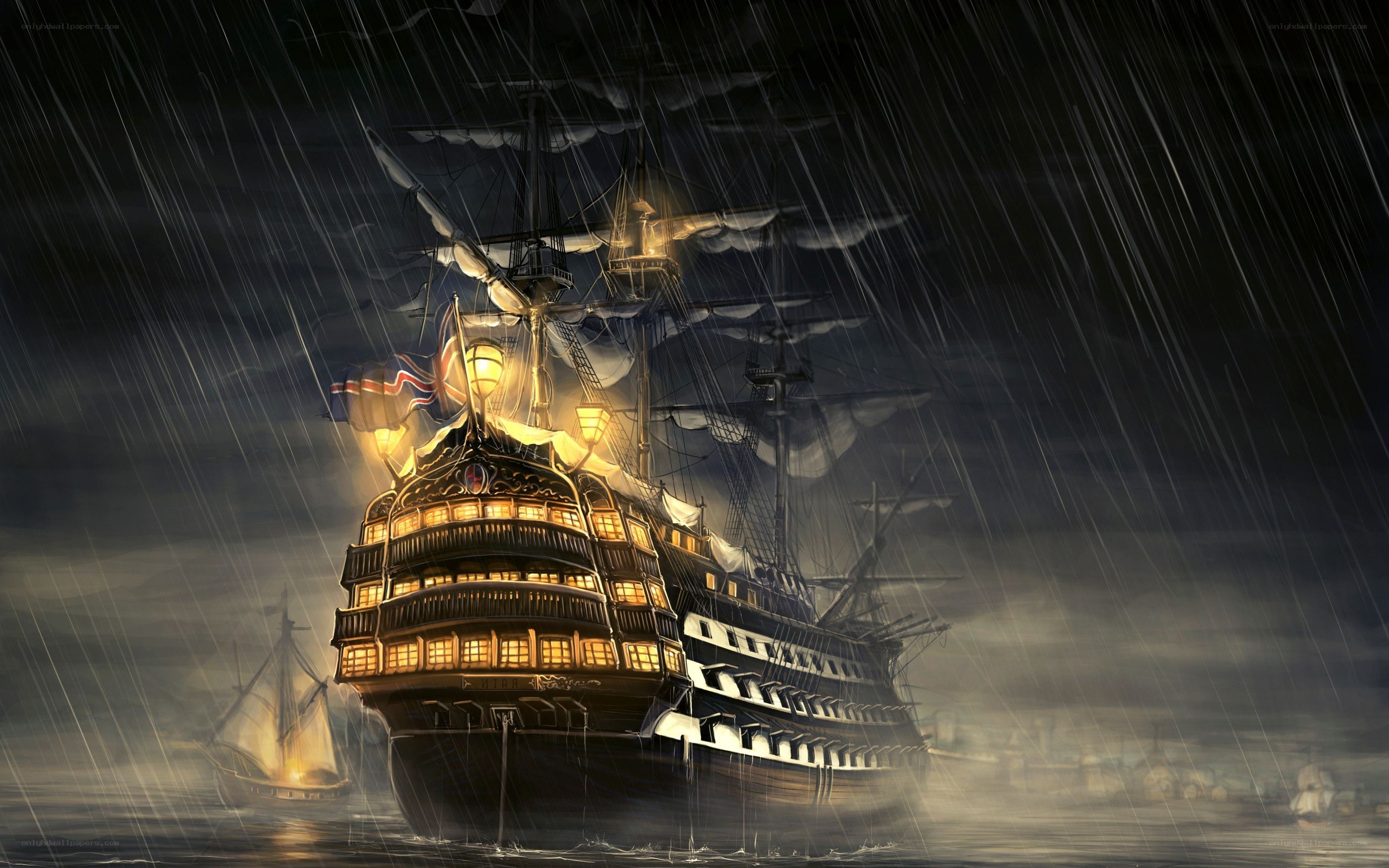 ship in stormy sea
