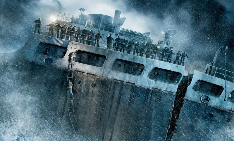Ship in Stormy Sea — Blue, Dramatic, Night, Photograph