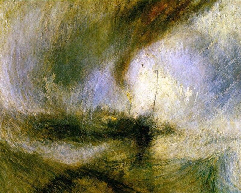 Ship in Stormy Sea — Green, Dramatic