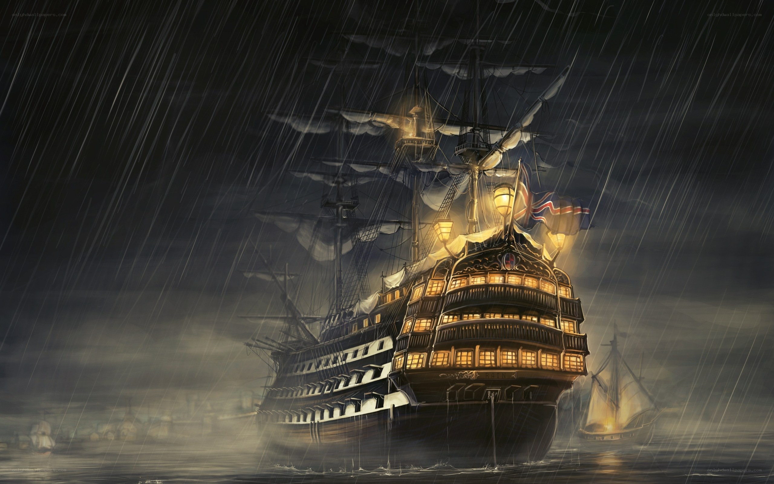 ship in stormy sea