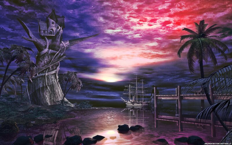 Ship in Tropical Bay