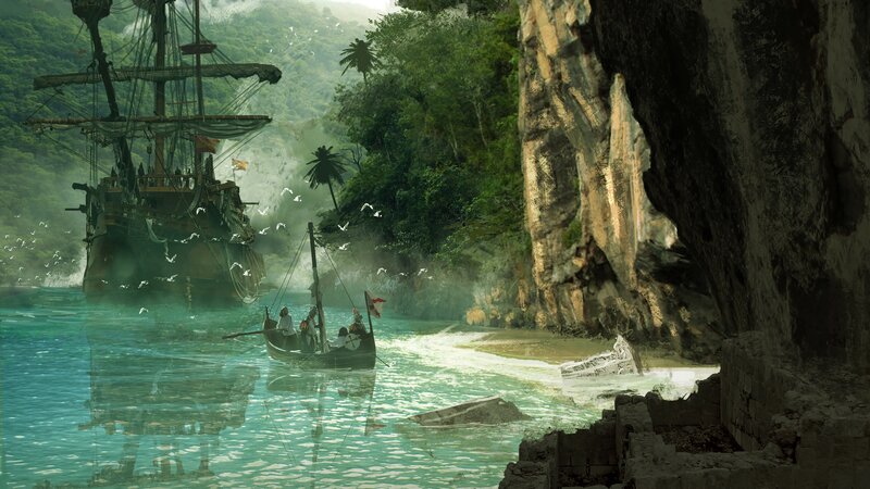 Ship in Tropical Cove