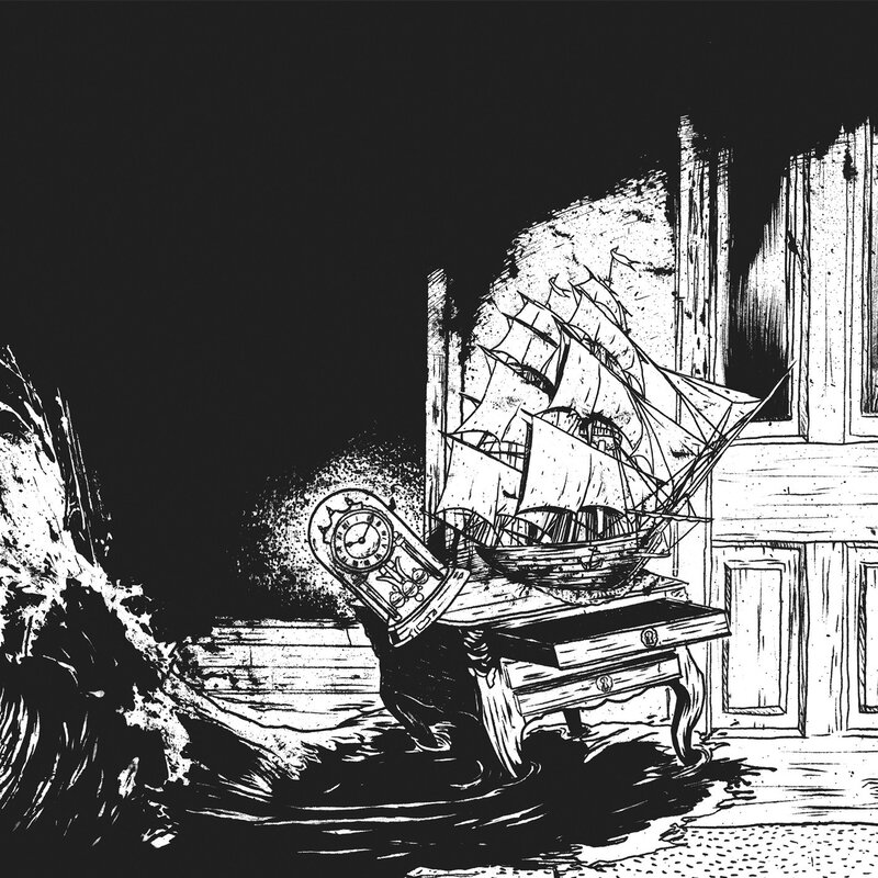 Ship Model on Table — Black