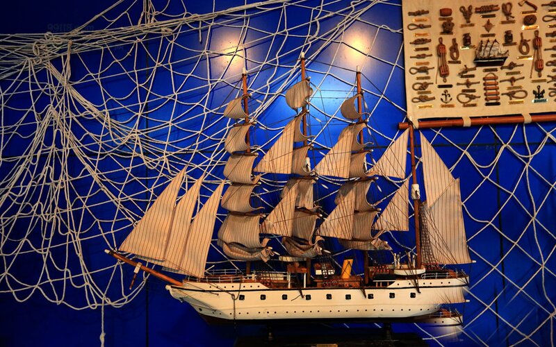 ship model with nautical decor
