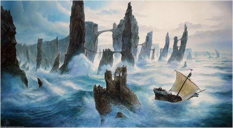 Ship navigating stormy sea