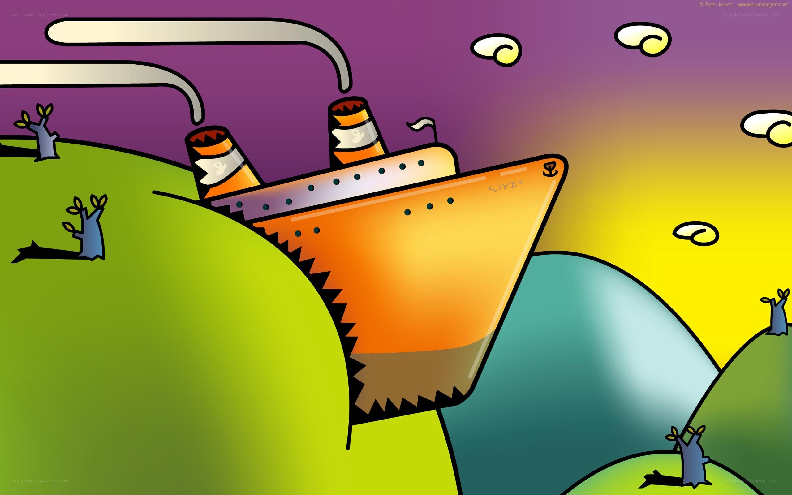 ship on a hill cartoon