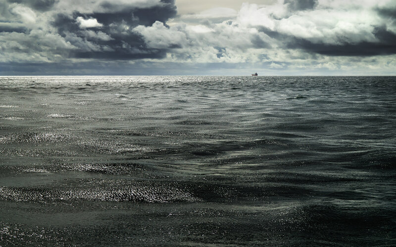 Ship on Open Sea — Gray
