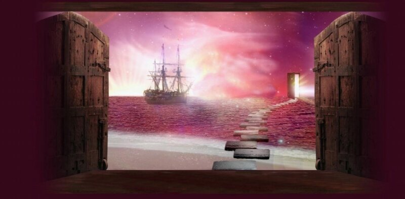 Ship on Pink Sea
