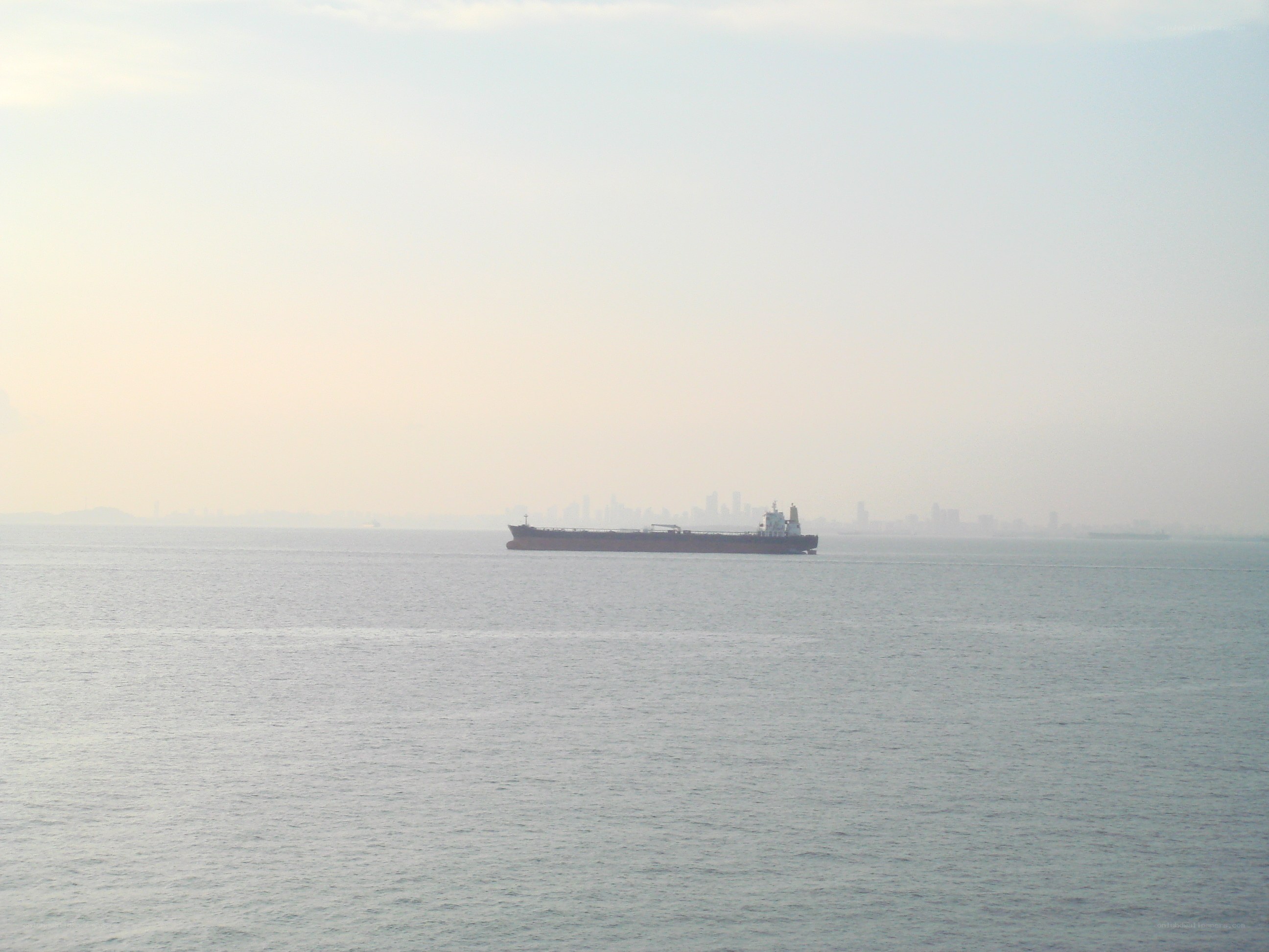 ship on the sea at dusk