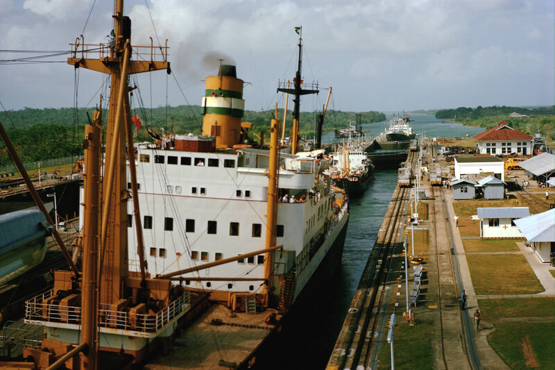 Ship passing through Panama Canal