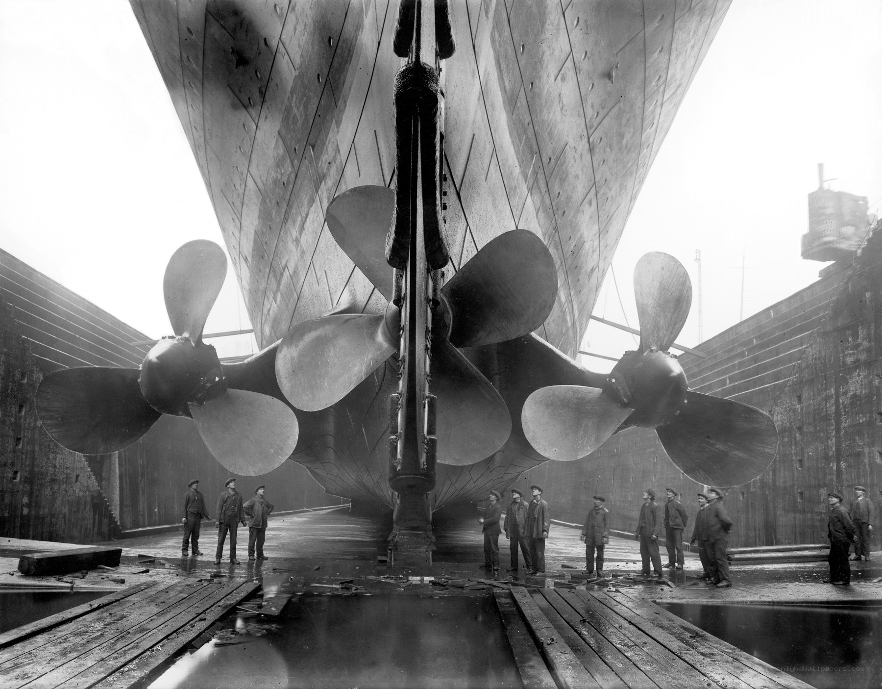 Ship propellers in dry dock