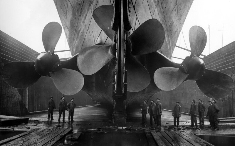 Ship propellers in dry dock