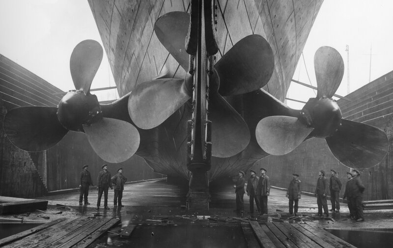 Ship Propellers in Dry Dock — Black, Industrial