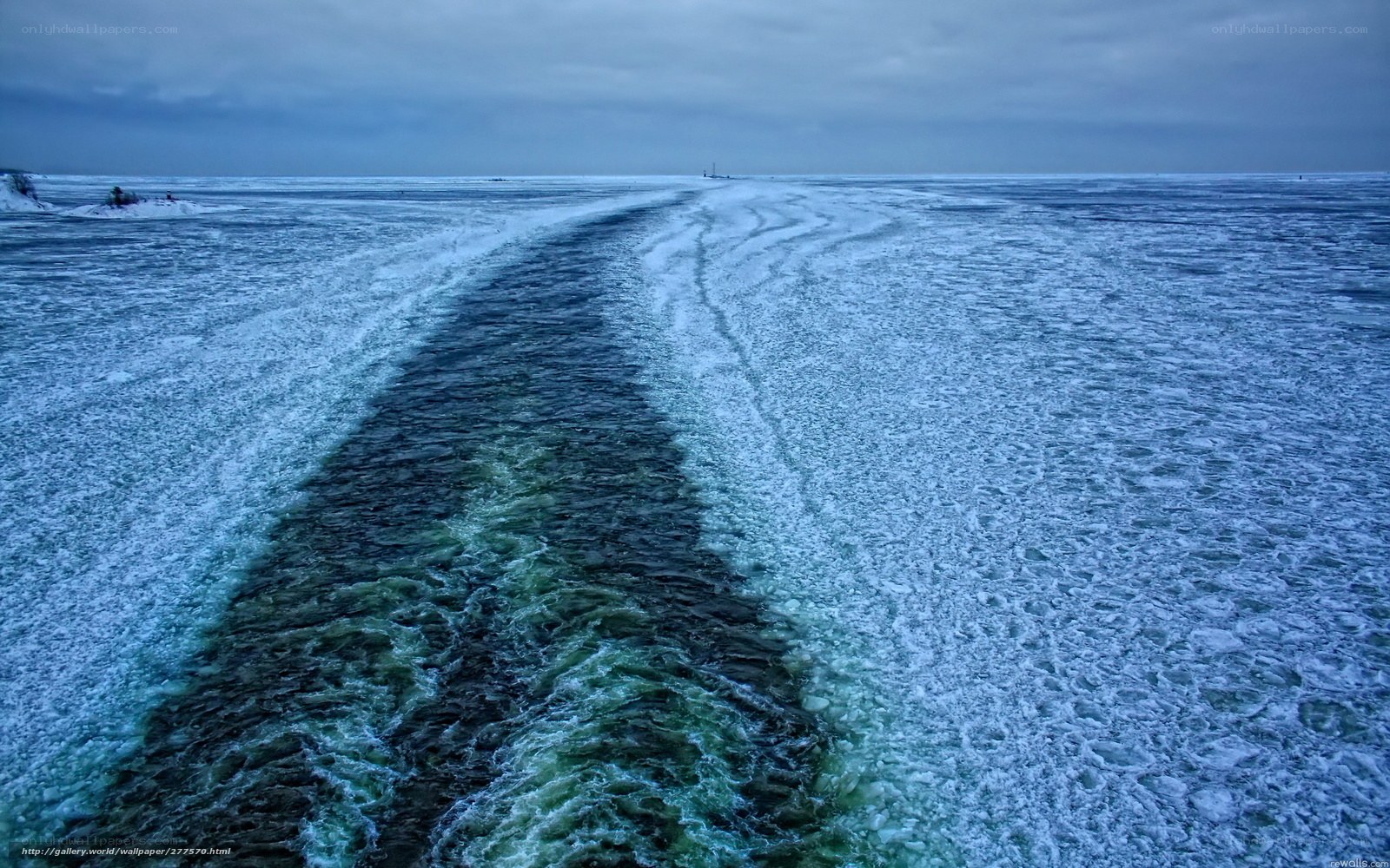 Ship's wake on icy sea