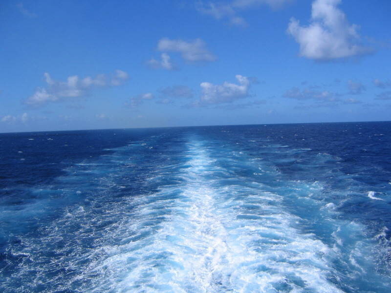 Ship's wake on the open sea