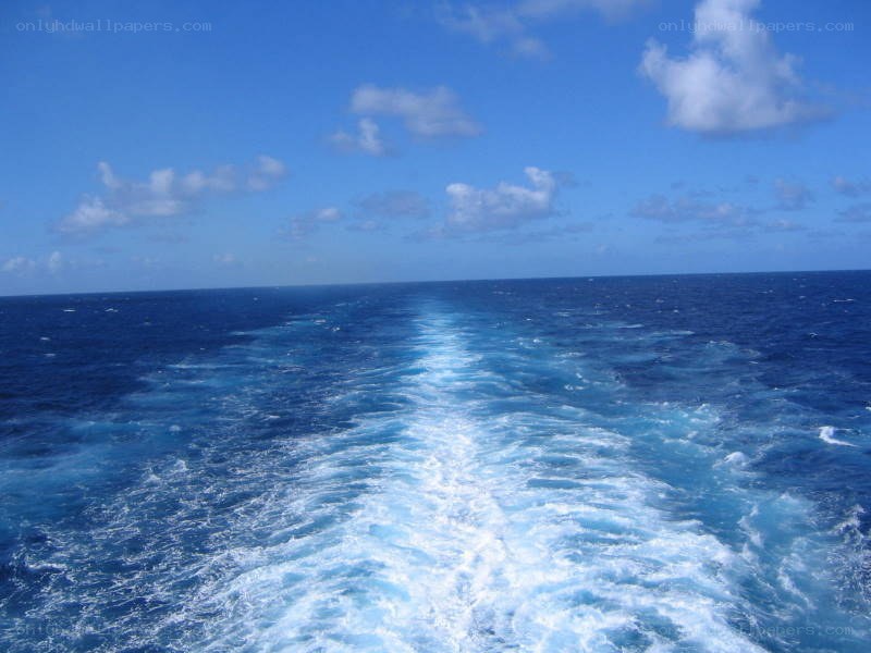 Ship's wake on the open sea