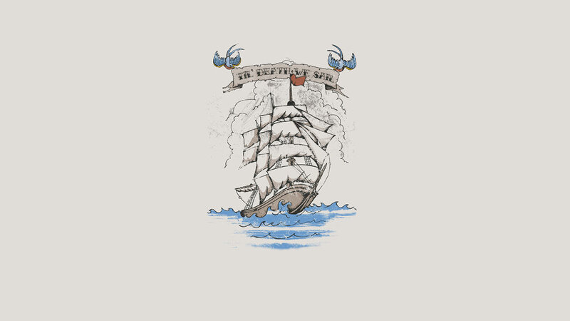 ship sailing with motto
