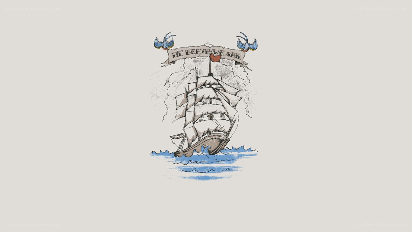 ship sailing with motto